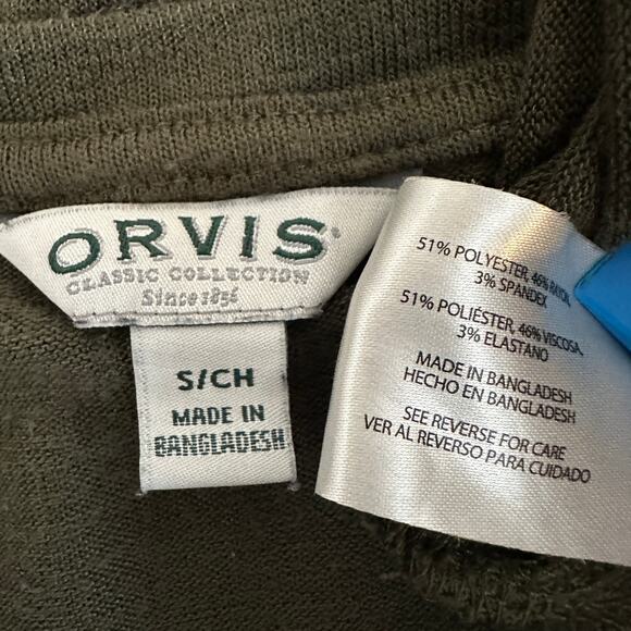 Orvis Classic Collection Top Small Oversized Olive Green Short Sleeve Stretchy - Picture 7 of 9